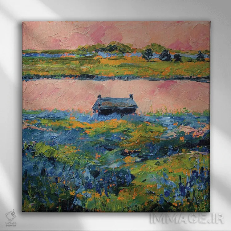 تابلو بلو بانت (نوعی گل وحشی آمریکایی) اثر الکساندرا جاگودا - نمای روبهرو روی دیوار