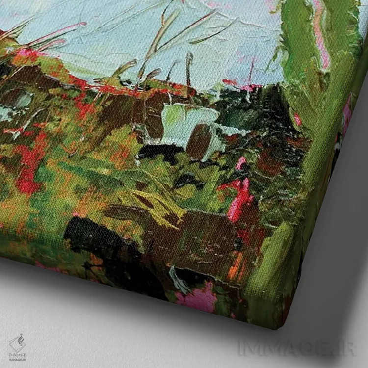 تابلو کاکتوس ساگوارو اثر الکساندرا جاگودا - نمای نزدیک بافت بوم