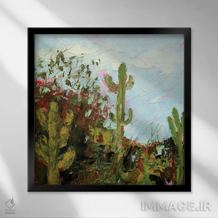 تابلو کاکتوس ساگوارو اثر الکساندرا جاگودا - نمای قابدار مشکی
