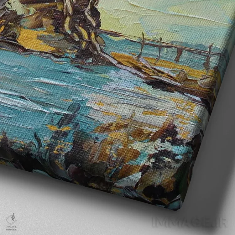 تابلو درخت زندگی اثر الکساندرا جاگودا - نمای نزدیک بافت بوم