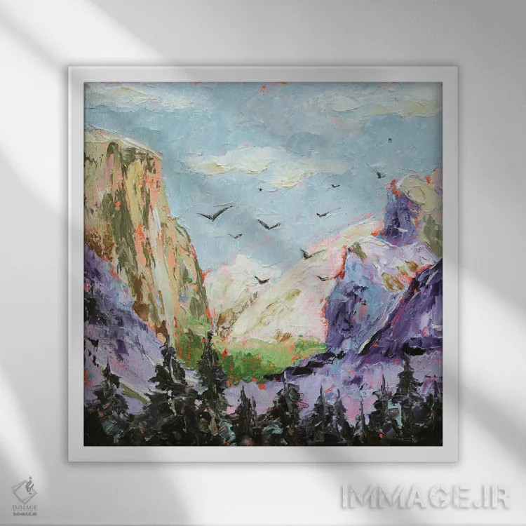 تابلو کوههای بنفش اثر الکساندرا جاگودا - نمای قابدار سفید