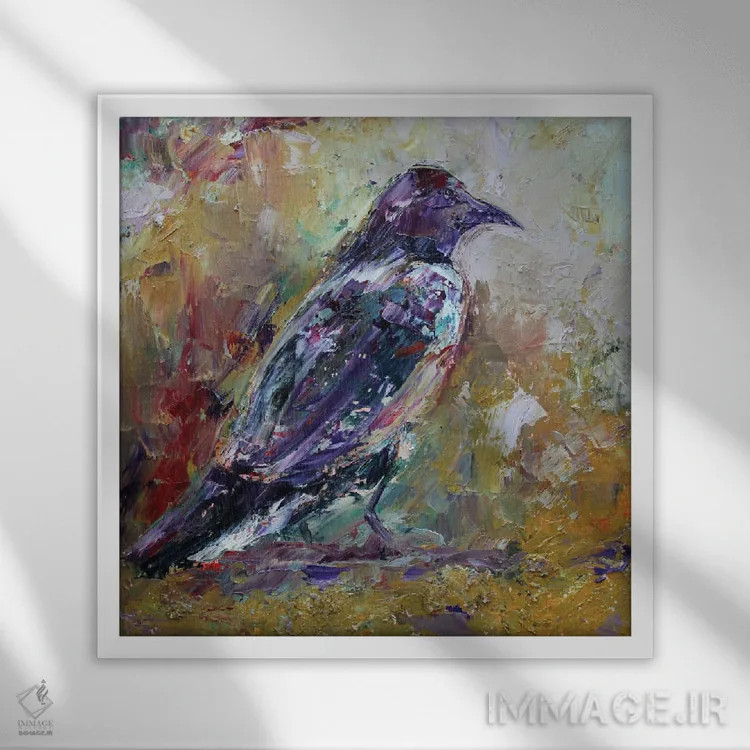 تابلو کلاغ سیاه اثر الکساندرا جاگودا - نمای قابدار سفید
