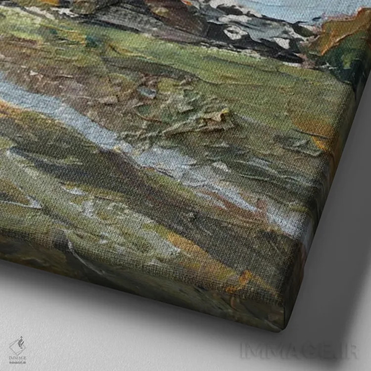 تابلو یک کلیسای کوچک اثر الکساندرا جاگودا - نمای نزدیک بافت بوم