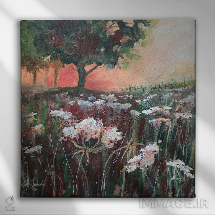 تابلو سحرگاه در چمنزار اثر الکساندرا جاگودا - نمای روبهرو روی دیوار