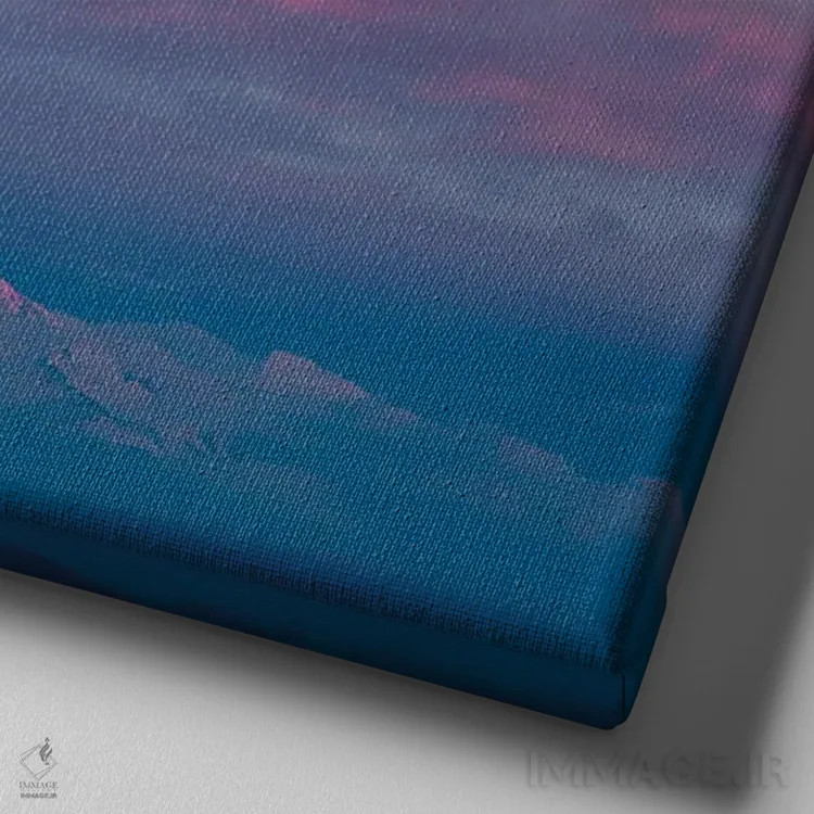 تابلو کوه رینیر در غروب، ایالت واشنگتن اثر آدام جونز - نمای نزدیک بافت بوم