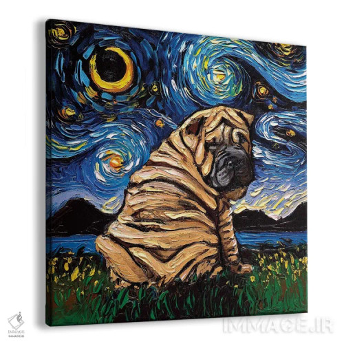 تابلو شب شارپی (نژاد سگ) اثر آجا تریر - نمای پرسپکتیو محصول