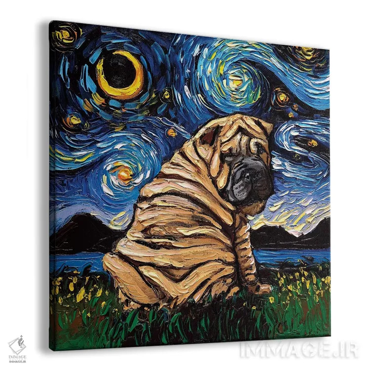 تابلو شب شارپی (نژاد سگ) اثر آجا تریر - نمای پرسپکتیو محصول