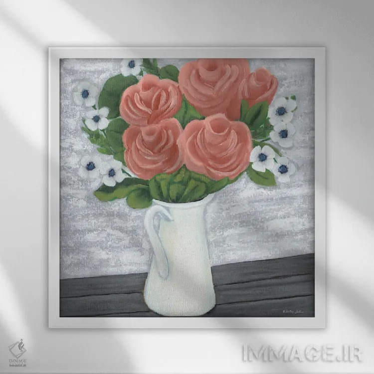 تابلو سلام بهار اثر اشلی جاستیس - نمای قابدار سفید