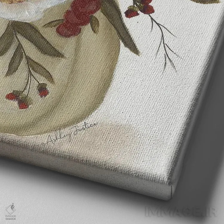 تابلو کدو تنبل گلدار اثر اشلی جاستیس - نمای نزدیک بافت بوم