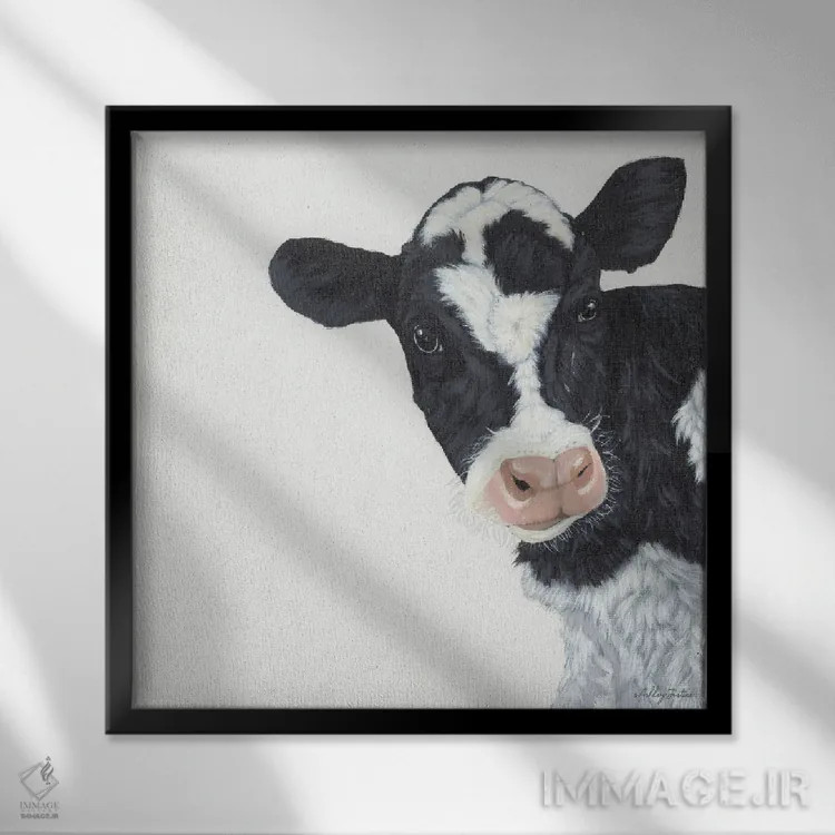 تابلو گاو اثر اشلی جاستیس - نمای قابدار مشکی