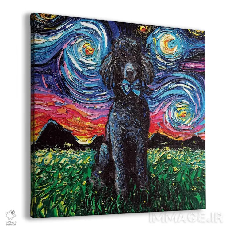 تابلو شب پودل سیاه اثر آجا تریر - نمای پرسپکتیو محصول