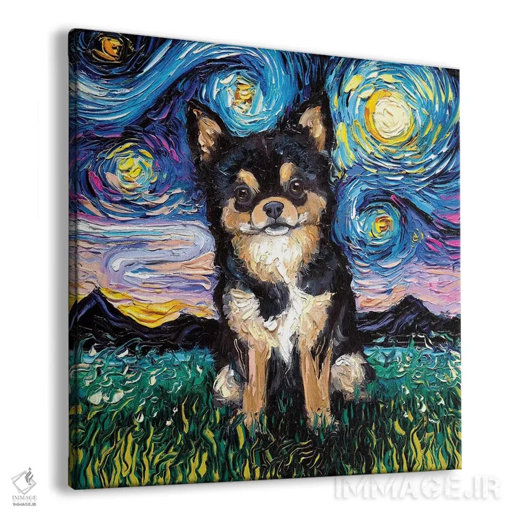 تابلو شب چیواوا سیاه و قهوهای اثر آجا تریر - نمای پرسپکتیو محصول