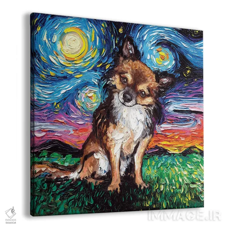 تابلو شب چیواوای مو بلند اثر آجا تریر - نمای پرسپکتیو محصول