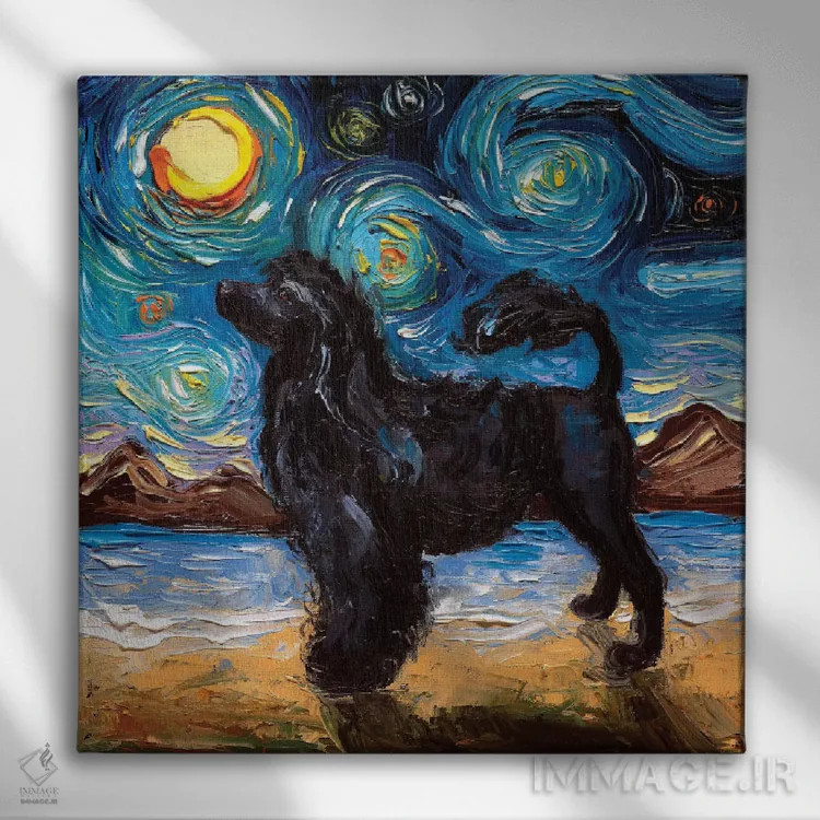 تابلو شب سگ آبی پرتغالی اثر آجا تریر - نمای روبهرو روی دیوار