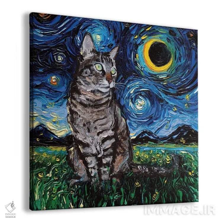 تابلو شب گربه ببرگونه اثر آجا تریر - نمای پرسپکتیو محصول