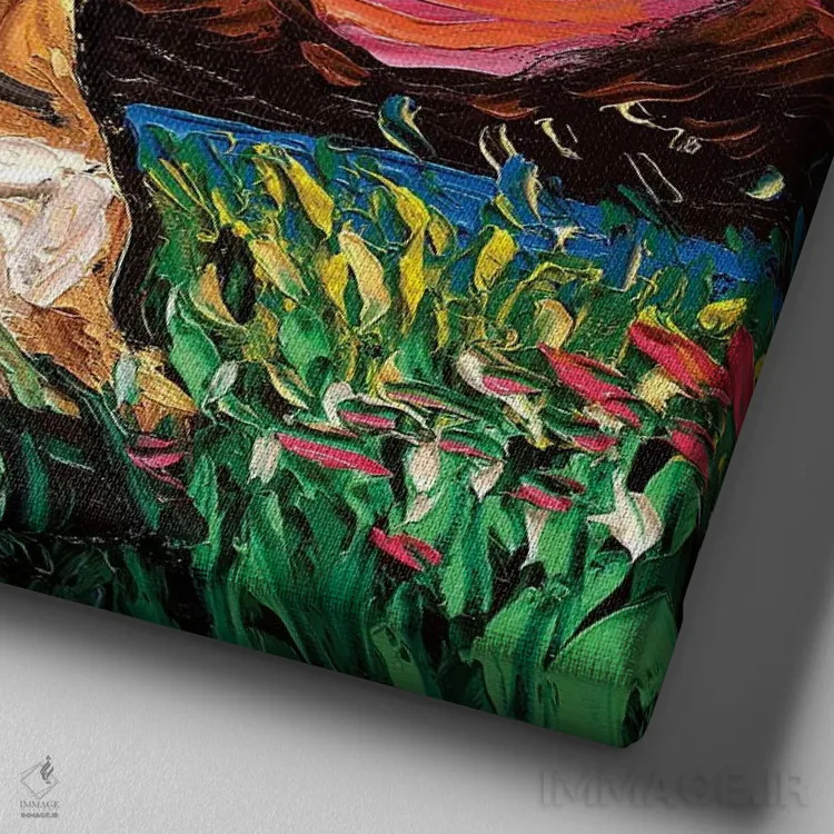 تابلو شب دوم اسپانیل پادشاه چارلز کاوالیر اثر آجا تریر - نمای نزدیک بافت بوم