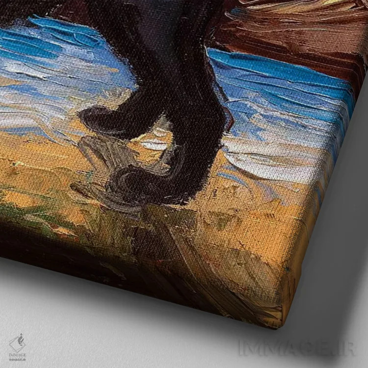 تابلو شب سگ آبی پرتغالی اثر آجا تریر - نمای نزدیک بافت بوم