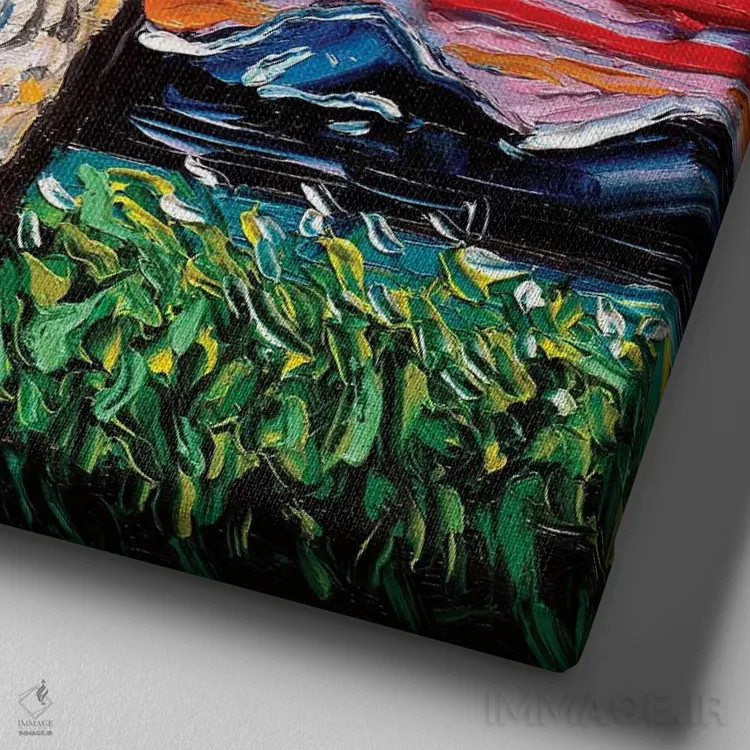 تابلو شب کورگی خندان اثر آجا تریر - نمای نزدیک بافت بوم