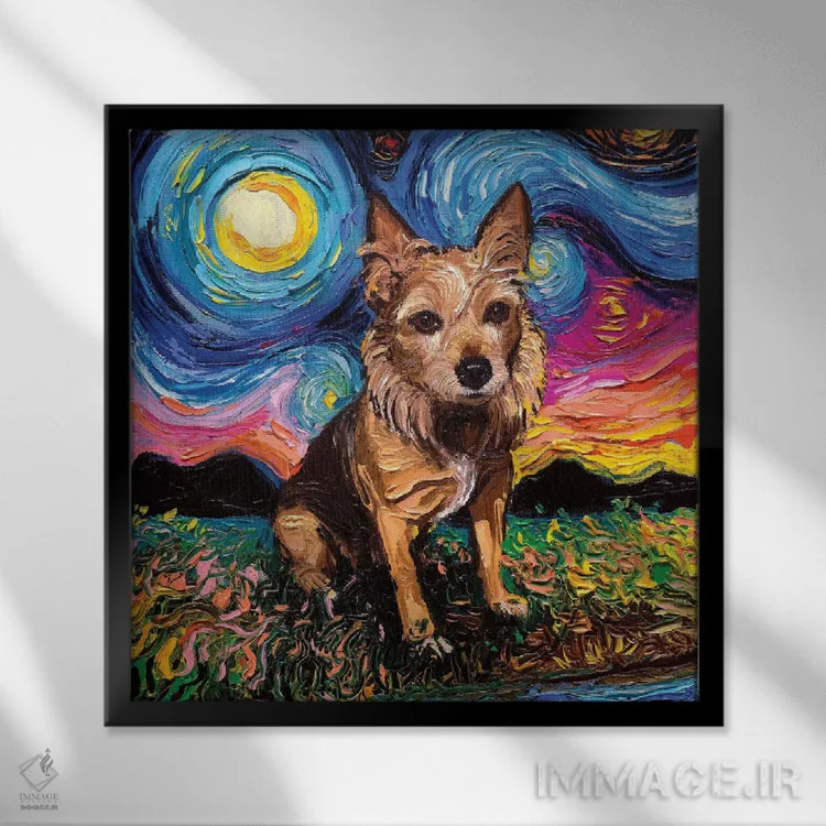 تابلو تِریِر استرالیایی اثر آجا تریر - نمای قابدار مشکی