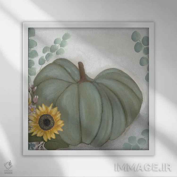 تابلو کدوتنبل سبز اثر اشلی جاستیس - نمای قابدار سفید