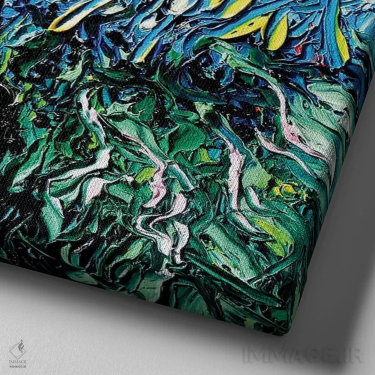 تابلو شب تریِر بوستون اثر آجا تریر - نمای نزدیک بافت بوم