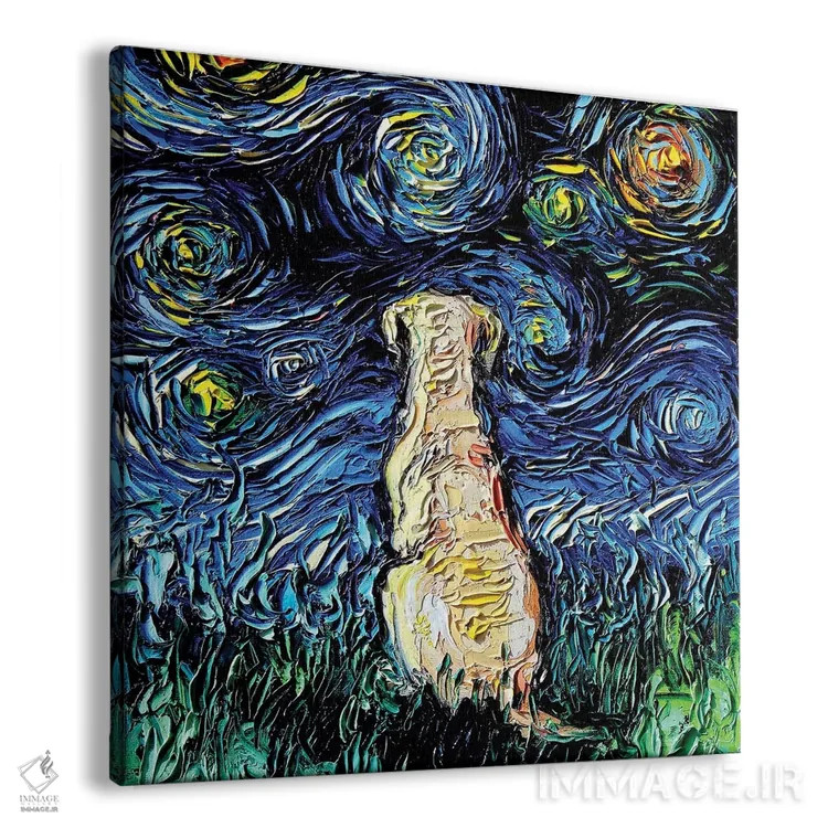 تابلو شب لابرادور زرد اثر آجا تریر - نمای پرسپکتیو محصول