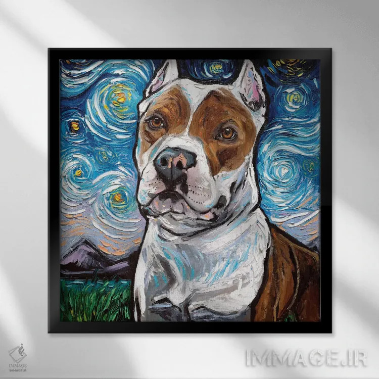 تابلو شب پیتبول ۲ اثر آجا تریر - نمای قابدار مشکی