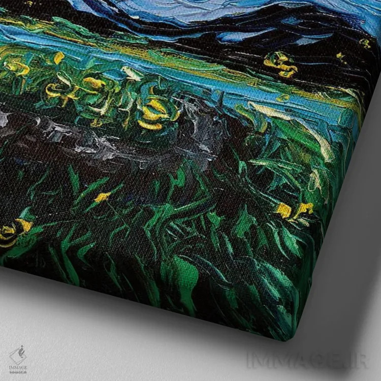 تابلو شب گربه ببرگونه اثر آجا تریر - نمای نزدیک بافت بوم