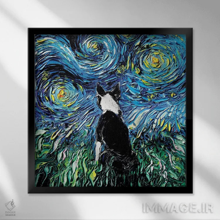 تابلو شب تریِر بوستون اثر آجا تریر - نمای قابدار مشکی