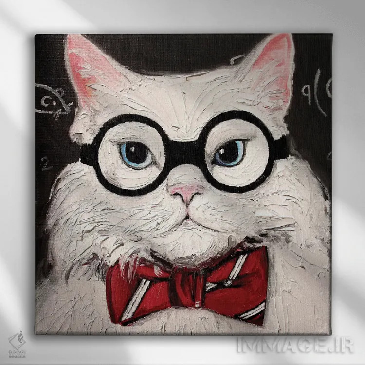 تابلو گربهٔ شیمیدان در اندیشهٔ علم کتنیپ (گیاه محبوب گربهها) اثر آجا تریر - نمای روبهرو روی دیوار