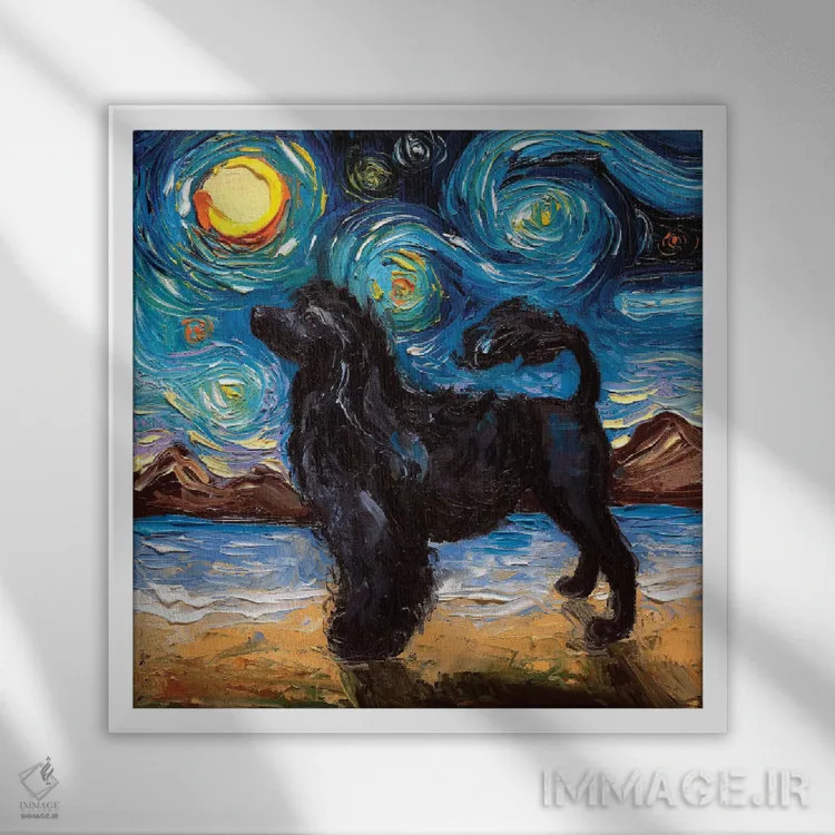 تابلو شب سگ آبی پرتغالی اثر آجا تریر - نمای قابدار سفید