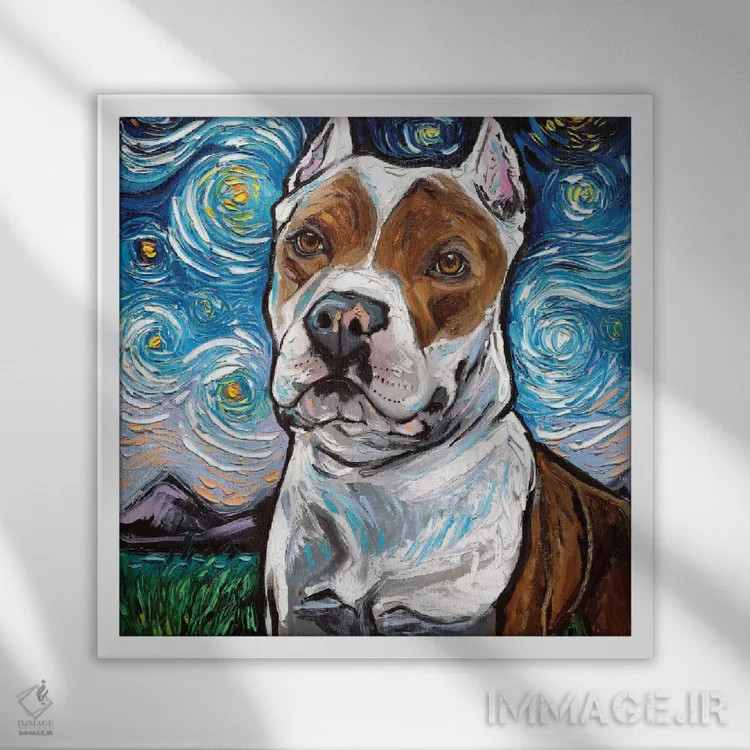 تابلو شب پیتبول ۲ اثر آجا تریر - نمای قابدار سفید