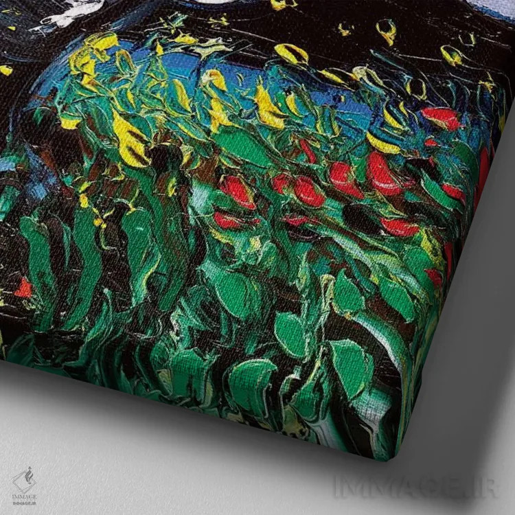 تابلو شب پاگ سیاه اثر آجا تریر - نمای نزدیک بافت بوم