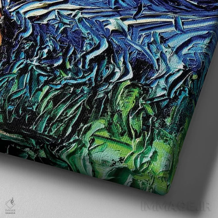 تابلو شب لابرادور زرد اثر آجا تریر - نمای نزدیک بافت بوم