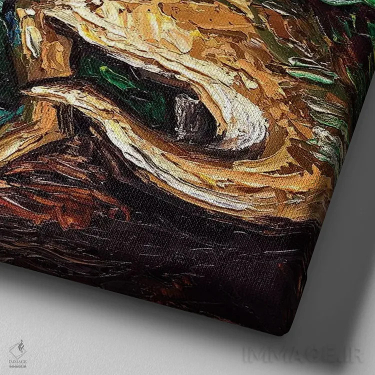 تابلو شب ژوراسیک اثر آجا تریر - نمای نزدیک بافت بوم