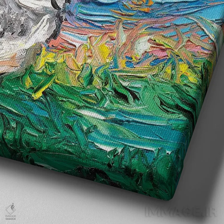 تابلو شب شیتزو اثر آجا تریر - نمای نزدیک بافت بوم