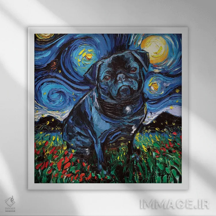 تابلو شب پاگ سیاه اثر آجا تریر - نمای قابدار سفید