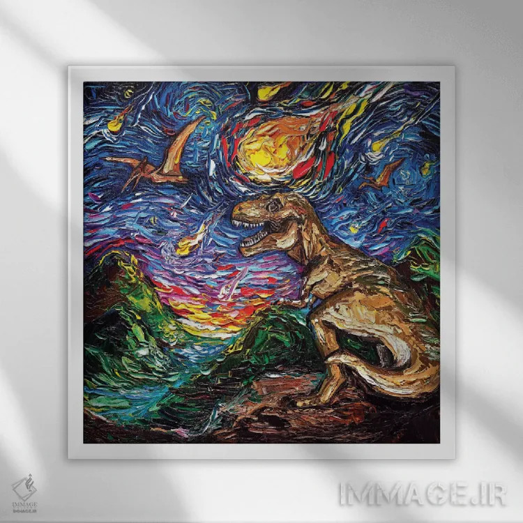 تابلو شب ژوراسیک اثر آجا تریر - نمای قابدار سفید