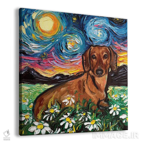 تابلو شب داشهوند دیزی (نام سگ) اثر آجا تریر - نمای پرسپکتیو محصول