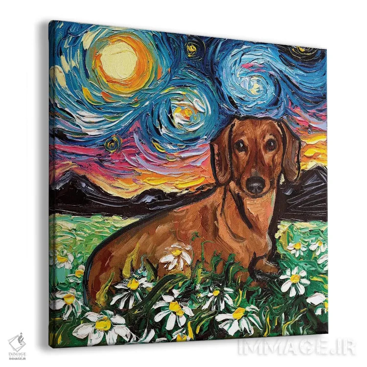 تابلو شب داشهوند دیزی (نام سگ) اثر آجا تریر - نمای پرسپکتیو محصول