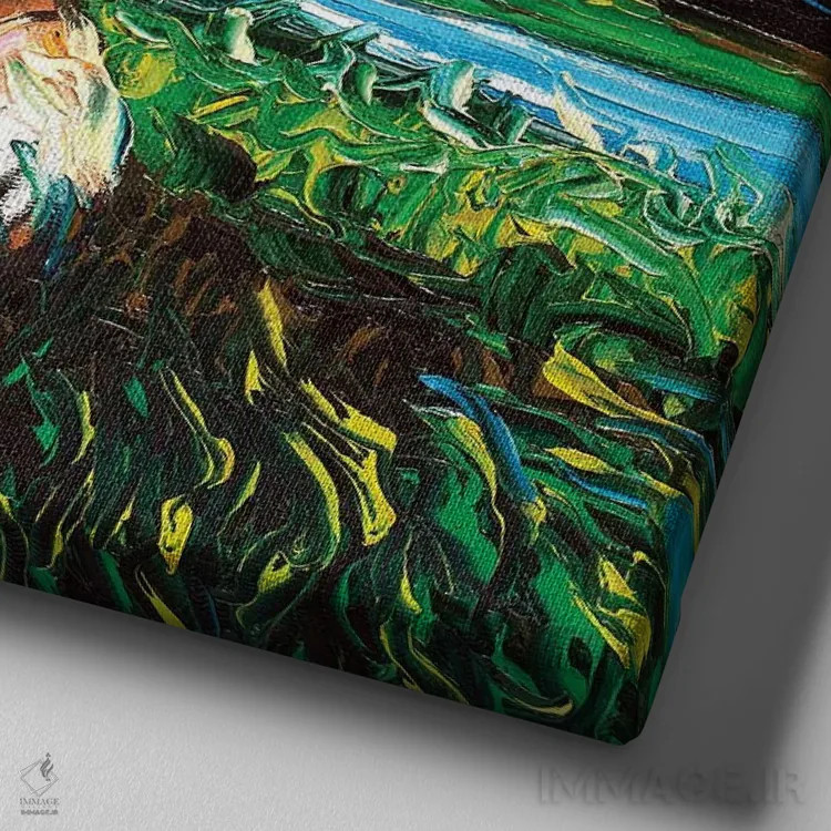 تابلو شب سنت برنارد اثر آجا تریر - نمای نزدیک بافت بوم