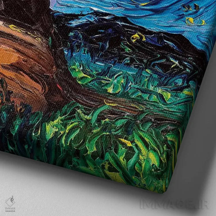 تابلو شب بلادهاوند (نژاد سگ) اثر آجا تریر - نمای نزدیک بافت بوم