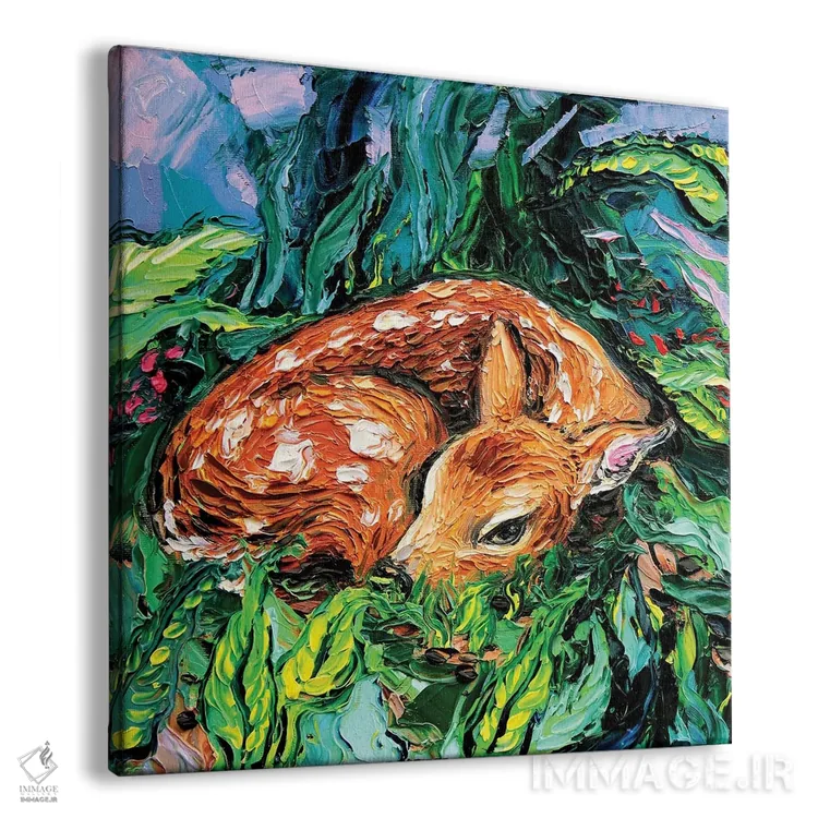 تابلو گوزن برنزه (Fawn) یا نخودی (در صورت اشاره به رنگ) اثر آجا تریر - نمای پرسپکتیو محصول