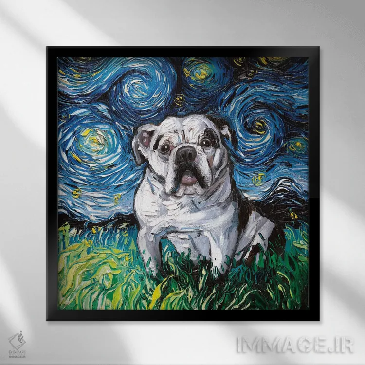 تابلو شب بولداگ چارلی اثر آجا تریر - نمای قابدار مشکی