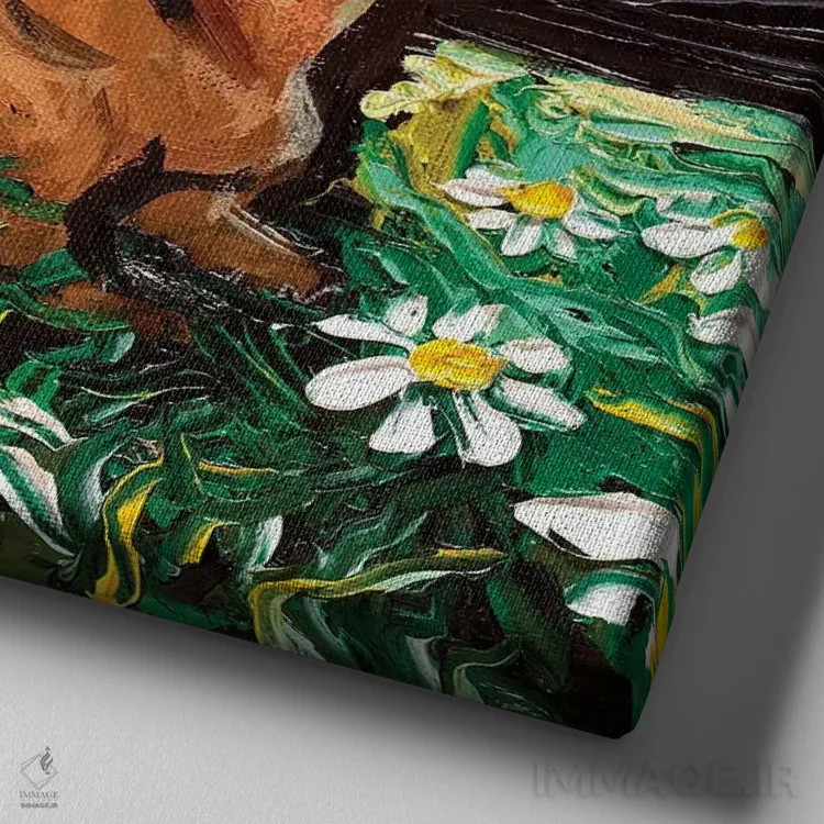 تابلو شب داشهوند دیزی (نام سگ) اثر آجا تریر - نمای نزدیک بافت بوم