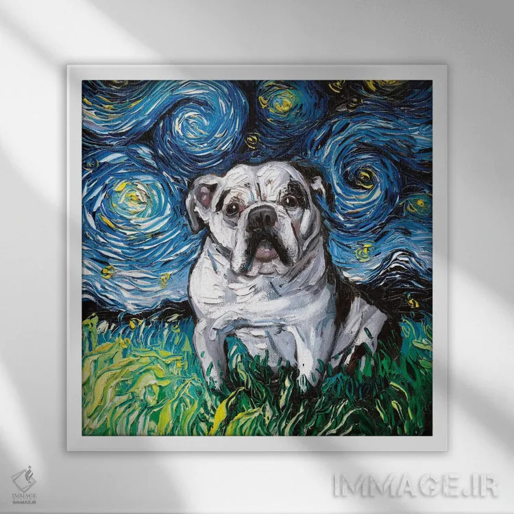 تابلو شب بولداگ چارلی اثر آجا تریر - نمای قابدار سفید