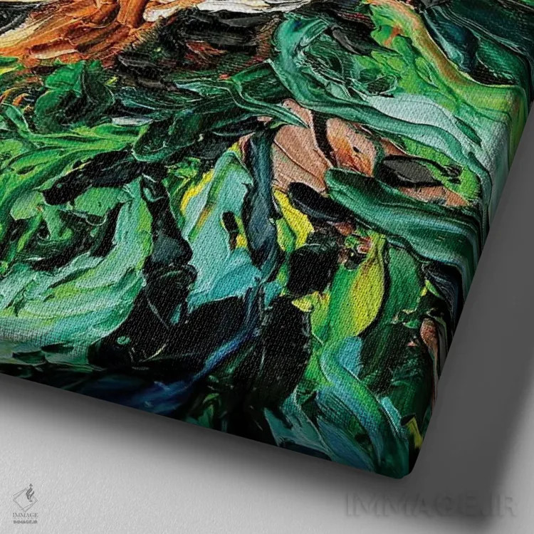 تابلو گوزن برنزه (Fawn) یا نخودی (در صورت اشاره به رنگ) اثر آجا تریر - نمای نزدیک بافت بوم