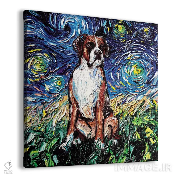 تابلو شب باکسر (نژاد سگ) اثر آجا تریر - نمای پرسپکتیو محصول