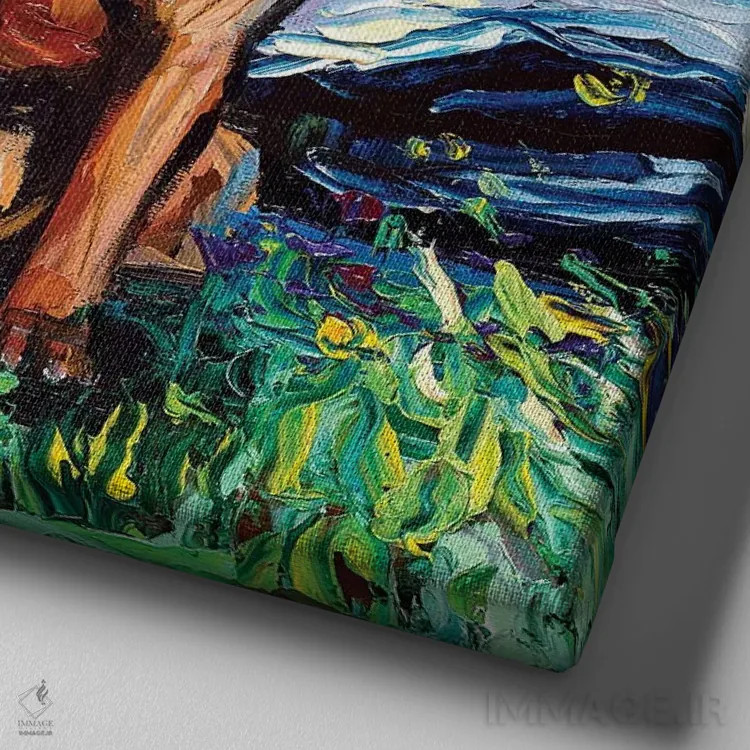 تابلو شب پتیت برا بانکون (نژاد سگ) اثر آجا تریر - نمای نزدیک بافت بوم