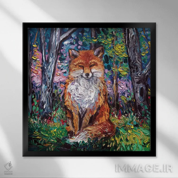 تابلو روباه قرمز اثر آجا تریر - نمای قابدار مشکی